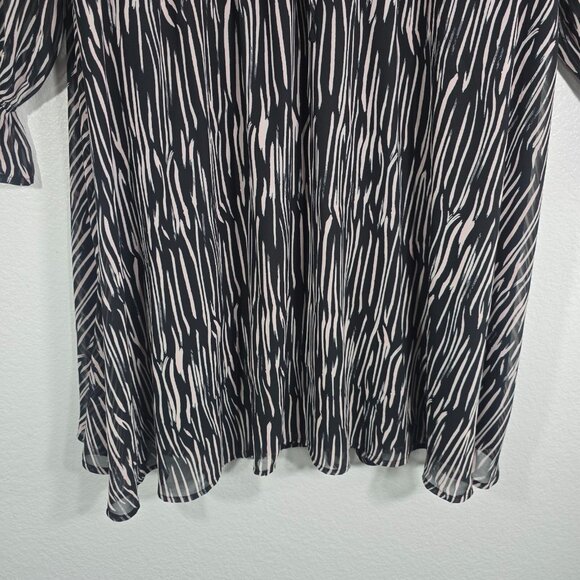 Lane Bryant Zebra Print Dress Women Plus Size 22-24 Black Long Sleeve Boho - Picture 10 of 15